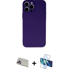 BUTİMAR'S iPhone 13 Pro Max Ahenk Serisi - Siyah 3D Antistatik Cam Ekran Koruyucu + Mor Rainbow Kamera Lens Koruma Cam