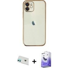 BUTİMAR'S iPhone 12 Vadi Minimal - Siyah Bilvis 5in1 5d Magic Hayalet Cam Ekran Koruyucu + Yeşil Rainbow Kamera Lens Koruma Cam