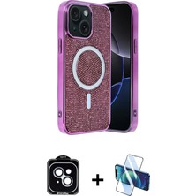 BUTİMAR'S iPhone 14 Eksen Çizgi - Siyah 3D Antistatik Cam Ekran Koruyucu + Mavi Pvd Metal Kamera Lens