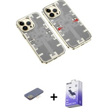 BUTİMAR'S iPhone 13 Pro Max Ufuk Doku Prime - Siyah Bilvis 5in1 5d Magic Hayalet Cam Ekran Koruyucu + Sarı Renkli Kamera Lens Koruma Cam