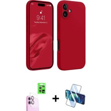 BUTİMAR'S iPhone 16 Plus Kozmos Yansıma Özel Seri - Siyah 3D Antistatik Seramik Nano Ekran Koruyucu + Pembe Raze Metal Kamera Lens
