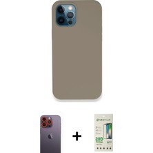 BUTİMAR'S iPhone 12 Pro Max Zirve Modern Özel Seri - Siyah 20D Premium Cam Ekran Koruyucu + Turuncu Neon Fosforlu Kamera Lens