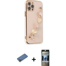 BUTİMAR'S iPhone 12 Pro Nova Işık Prime - Siyah 34D Hayalet Izgaralı Cam + Gold Shine Kamera Lens Koruma Cam