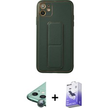 BUTİMAR'S iPhone 12 Akış Doku - Siyah Bilvis 5in1 5d Magic Hayalet Cam Ekran Koruyucu + Yeşil Raze Metal Kamera Lens