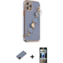 BUTİMAR'S iPhone 12 Pro Nova Işık Prime - Siyah 34D Hayalet Izgaralı Cam + Kırmızı Metal Kamera Lens Koruma Cam