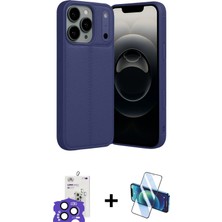 BUTİMAR'S iPhone 17 Pro Max Doruk Klasik Özel Seri - Siyah 3D Antistatik Cam Ekran Koruyucu + Lacivert Bilvis Titan Kamera Lens
