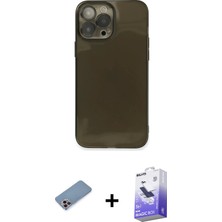 BUTİMAR'S iPhone 13 Pro Max Ahenk Doku - Siyah Bilvis 5in1 5d Magic Hayalet Cam Ekran Koruyucu + Pembe Shine Kamera Lens Koruma Cam