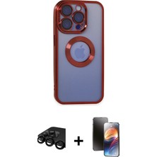 BUTİMAR'S iPhone 15 Pro Max Pusula Form - Siyah 3D Antistatik Mat Seramik Nano Ekran Koruyucu + Siyah Raze Metal Kamera Lens