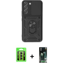 BUTİMAR'S Galaxy S23 Ahenk Klasik - Siyah 360 Mat Full Body Arka Koruyucu + Mor Raze Metal Kamera Lens