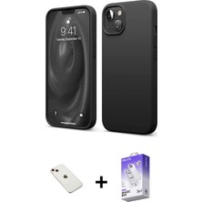 BUTİMAR'S iPhone 14 Kozmos Yansıma Özel Seri - Siyah Bilvis 5in1 3D Magic Cam Ekran Koruyucu + Kırmızı Diamond Kamera Lens