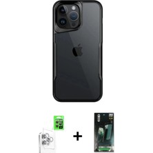 BUTİMAR'S iPhone 16 Pro Akış Çizgi Koleksiyonu - Siyah 360 Mat Full Body Arka Koruyucu + Beyaz Raze Metal Kamera Lens