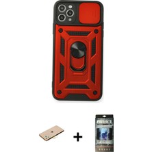 BUTİMAR'S iPhone 11 Pro Max Ahenk Klasik - Siyah 34D Hayalet Izgaralı Cam + Sarı Renkli Kamera Lens Koruma Cam