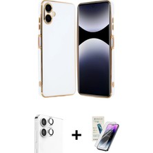 BUTİMAR'S Galaxy A06 Yankı Serisi - Şeffaf Pasifik Cam Ekran Koruyucu + Gümüş Raze Metal Kamera Lens