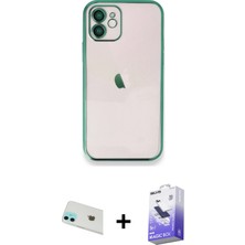 BUTİMAR'S iPhone 12 Vadi Minimal - Siyah Bilvis 5in1 5d Magic Hayalet Cam Ekran Koruyucu + Yeşil Rainbow Kamera Lens Koruma Cam