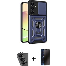 BUTİMAR'S Galaxy A25 5g Ahenk Klasik - Siyah 3D Antistatik Hayalet Cam Ekran Koruyucu + Siyah Valdez Metal Kamera Lens
