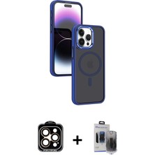 BUTİMAR'S iPhone 15 Pro Max Yörünge Klasik - Siyah Vanessa Magic Hayalet Cam + Turuncu Pvd Metal Kamera Lens