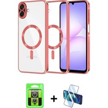 BUTİMAR'S Galaxy A07 4g Nova Işık Özel Seri - Siyah 3D Antistatik Cam Ekran Koruyucu + Gümüş Raze Metal Kamera Lens