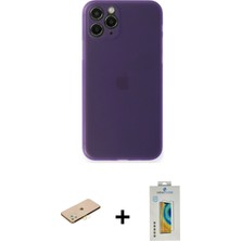 BUTİMAR'S iPhone 11 Pro Yadigar Yansıma Serisi - Siyah Polymer Nano Ekran Koruyucu + Sarı Renkli Kamera Lens Koruma Cam