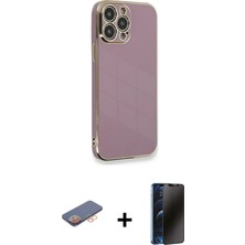 BUTİMAR'S iPhone 13 Pro Max Yankı Serisi - Siyah 3D Antistatik Hayalet Cam Ekran Koruyucu + Turuncu Renkli Kamera Lens Koruma Cam