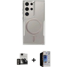 BUTİMAR'S Galaxy S23 Ultra Yadigar Klasik Özel Seri - Siyah Durable Full Glue Curved Hayalet Cam + Gold Pvd Metal Kamera Lens