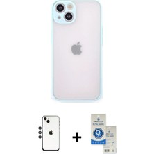 BUTİMAR'S iPhone 14 Ahenk Çizgi Serisi - Şeffaf Royal Nano Ekran Koruyucu + Gümüş Shine Kamera Lens