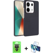 BUTİMAR'S Redmi Note 13 Pro 4g Doruk Serisi - Siyah 3D Antistatik Seramik Nano Ekran Koruyucu + Siyah Raze Metal Kamera Lens