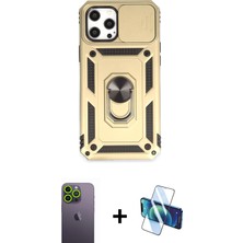 BUTİMAR'S iPhone 12 Pro Max Ahenk Klasik - Siyah 3D Antistatik Cam Ekran Koruyucu + Yeşil Neon Fosforlu Kamera Lens