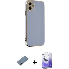 BUTİMAR'S iPhone 12 Yankı Serisi - Siyah Bilvis 5in1 5d Magic Hayalet Cam Ekran Koruyucu + Sierra Blue Shine Kamera Lens Koruma Cam