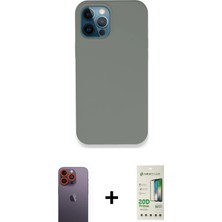 BUTİMAR'S iPhone 12 Pro Max Zirve Modern Özel Seri - Siyah 20D Premium Cam Ekran Koruyucu + Turuncu Neon Fosforlu Kamera Lens