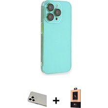 BUTİMAR'S iPhone 13 Pro Max Siluet Minimal Özel Seri - Şeffaf Maxco Cam Ekran Koruyucu + Beyaz Rainbow Kamera Lens Koruma Cam