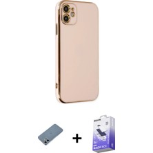 BUTİMAR'S iPhone 12 Yankı Serisi - Siyah Bilvis 5in1 5d Magic Hayalet Cam Ekran Koruyucu + Sierra Blue Shine Kamera Lens Koruma Cam