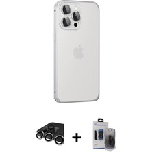 BUTİMAR'S iPhone 15 Pro Max Eksen Form Serisi - Siyah Vanessa Magic Hayalet Cam + Gümüş Raze Metal Kamera Lens