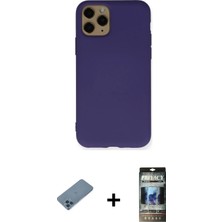 BUTİMAR'S iPhone 11 Pro Max Ahenk Serisi - Siyah 34D Hayalet Izgaralı Cam + Mavi Shine Kamera Lens Koruma Cam