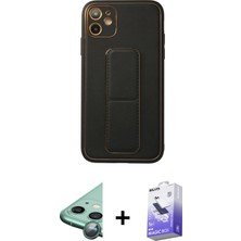 BUTİMAR'S iPhone 12 Akış Doku - Siyah Bilvis 5in1 5d Magic Hayalet Cam Ekran Koruyucu + Yeşil Raze Metal Kamera Lens