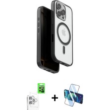 BUTİMAR'S iPhone 16 Pro Max Pusula Form Serisi - Siyah 3D Antistatik Cam Ekran Koruyucu + Beyaz Raze Metal Kamera Lens