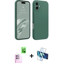 BUTİMAR'S iPhone 16 Plus Kozmos Yansıma Özel Seri - Siyah 3D Antistatik Seramik Nano Ekran Koruyucu + Pembe Raze Metal Kamera Lens