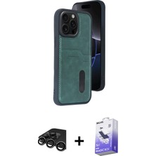 BUTİMAR'S iPhone 15 Pro Max Yörünge Işık Serisi - Siyah Bilvis 5in1 5d Magic Hayalet Cam Ekran Koruyucu + Titanyum Gri Raze Metal Kamera Lens