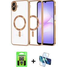 BUTİMAR'S Galaxy A07 4g Nova Işık Özel Seri - Siyah 3D Antistatik Cam Ekran Koruyucu + Gümüş Raze Metal Kamera Lens