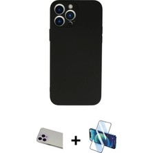 BUTİMAR'S iPhone 13 Pro Max Ahenk Serisi - Siyah 3D Antistatik Cam Ekran Koruyucu + Mor Rainbow Kamera Lens Koruma Cam
