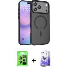 BUTİMAR'S iPhone 17 Pro Siluet Minimal Prime - Siyah Bilvis 5in1 5d Magic Hayalet Cam Ekran Koruyucu + Gri Raze Metal Kamera Lens