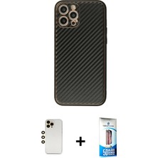 BUTİMAR'S iPhone 12 Pro Max Ahenk Işık - Siyah 5d Eko Cam Ekran Koruyucu + Gold Shine Kamera Lens