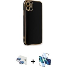 BUTİMAR'S iPhone 11 Yankı Serisi - Siyah 3D Antistatik Cam Ekran Koruyucu + Gökkuşağı Pers Alüminyum Kamera Lens