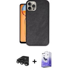 BUTİMAR'S iPhone 15 Pro Kıvılcım Işık Serisi - Siyah Bilvis 5in1 5d Magic Hayalet Cam Ekran Koruyucu + Titanyum Gri Raze Metal Kamera Lens