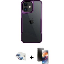iPhone 11 Akış Çizgi Koleksiyonu - Siyah 3D Antistatik Mat Seramik Nano Ekran Koruyucu + Gökkuşağı Pers Alüminyum Kamera Lens