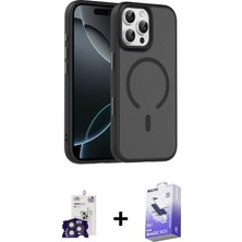 BUTİMAR'S iPhone 16 Pro Max Doruk Form Serisi - Siyah Bilvis 5in1 5d Magic Hayalet Cam Ekran Koruyucu + Titanyum Gri Bilvis Titan Kamera Lens