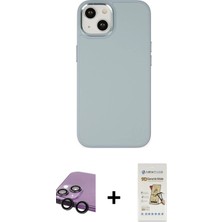 BUTİMAR'S iPhone 14 Plus Çekirdek Çizgi - Siyah Mat Seramik Nano Ekran Koruyucu + Siyah Raze Metal Kamera Lens