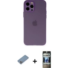 BUTİMAR'S iPhone 12 Pro Atlas Minimal Prime - Siyah 34D Hayalet Izgaralı Cam + Gökkuşağı Shine Kamera Lens Koruma Cam