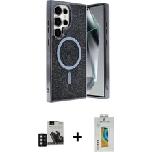 BUTİMAR'S Galaxy S24 Ultra Eksen Çizgi - Siyah Polymer Nano Ekran Koruyucu + Derin Mor Pvd Metal Kamera Lens