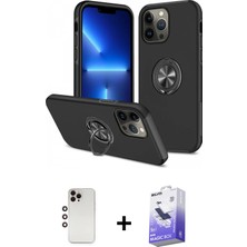 BUTİMAR'S iPhone 13 Pro Max Odak Form Prime - Siyah Bilvis 5in1 5d Magic Hayalet Cam Ekran Koruyucu + Gökkuşağı Shine Kamera Lens