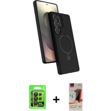 BUTİMAR'S Galaxy S23 Ultra Iz Işık Koleksiyonu - Siyah Autokit 5in1 Fiber Hayalet Cam Ekran Koruyucu + Siyah Raze Metal Kamera Lens